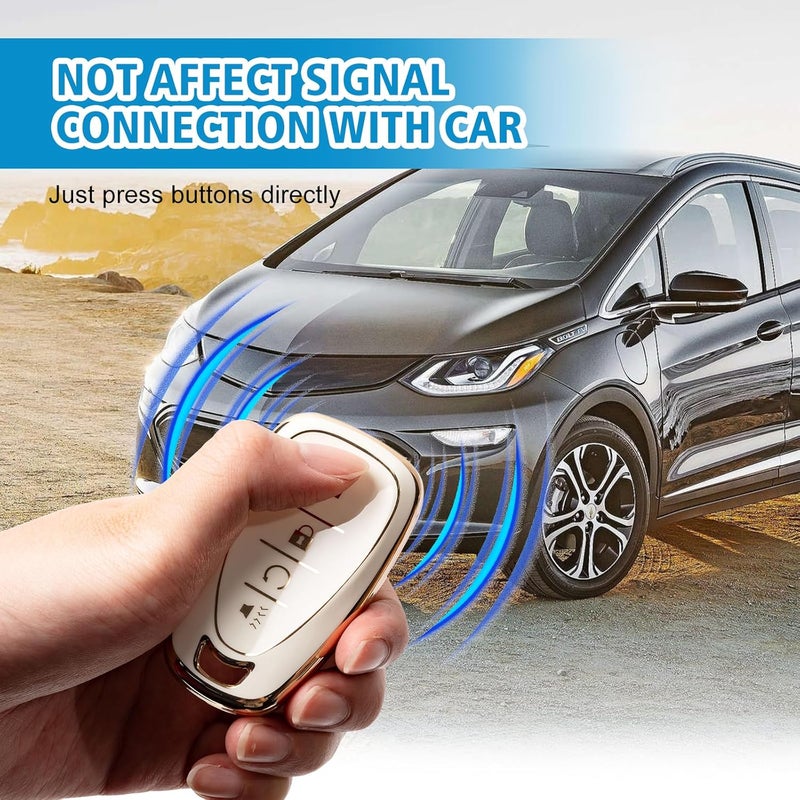 Rislobx Key Fob Cover Fit for Chevy Key, Car Key Case Protector for Volt Bolt Spark Equinox Traverse Trax (4 Buttons White) - Image 4